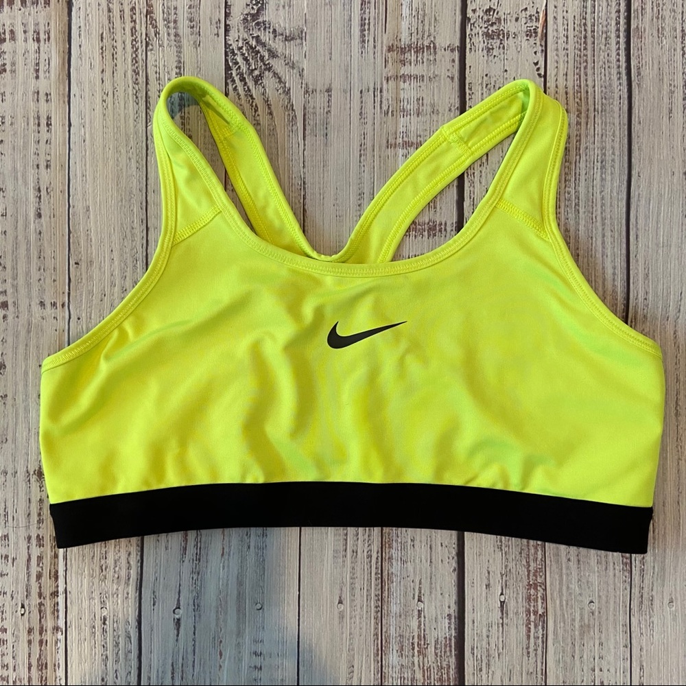 Nike Neon Yellow Sports Bra with Black Trim